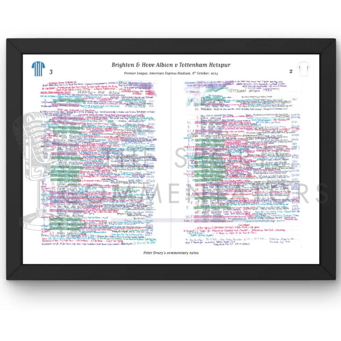 FOOTBALL Brighton v Tottenham Premier League American Express Stadium 6 October 2024. Peter Drury. A3 Framed Print