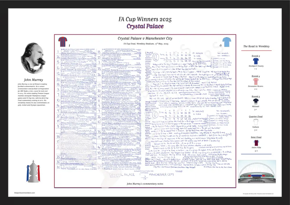 FOOTBALL Crystal Palace v Manchester City FA Cup Final Wembley Stadium 17 May 2025. John Murray. A2 Framed Print