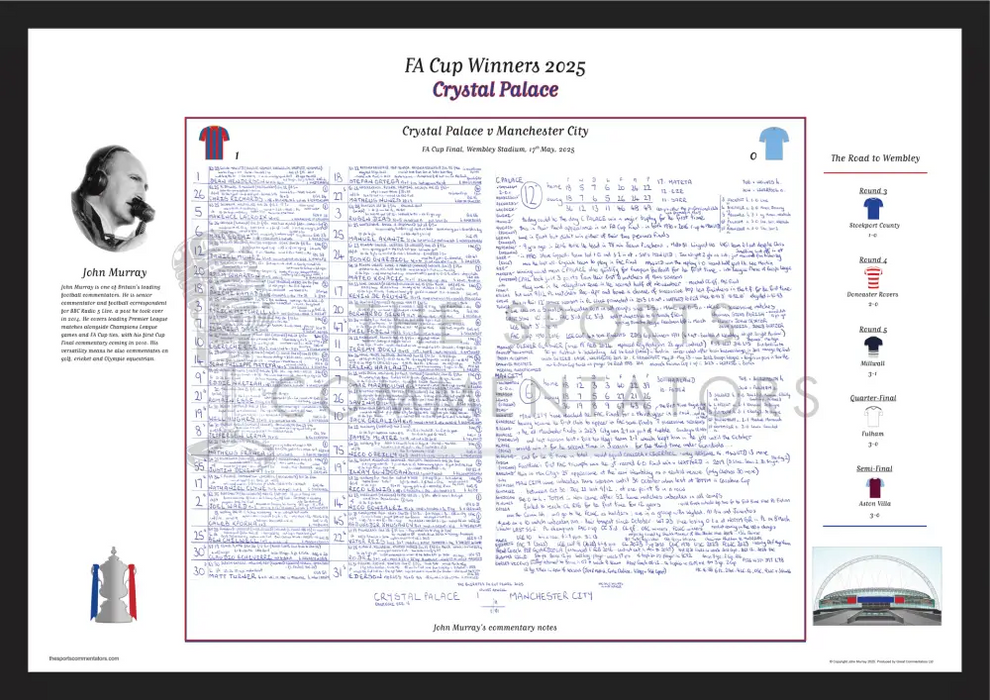FOOTBALL Crystal Palace v Manchester City FA Cup Final Wembley Stadium 17 May 2025. John Murray. A2 Framed Print