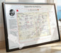 A framed print of Hugh John's commentary notes to the 1996 football World Cup Final between England and Germany