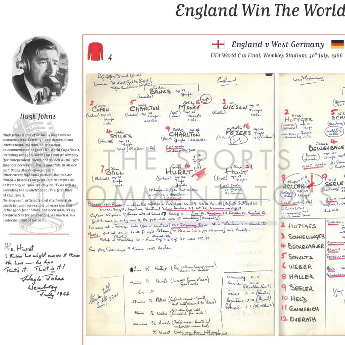 FOOTBALL England v Germany World Cup Final Wembley July 30 1966. Hugh Johns A2 Framed Print Picture Frames