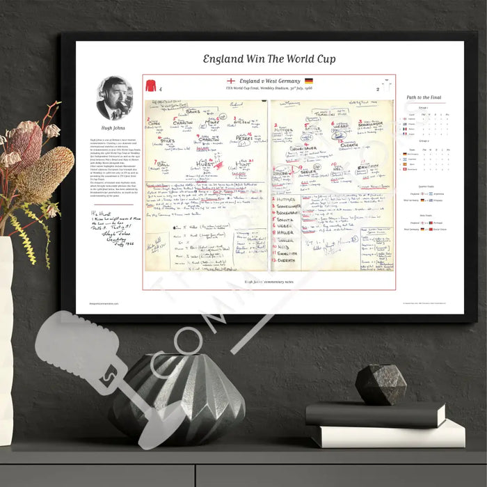 FOOTBALL England v Germany World Cup Final Wembley July 30 1966. Hugh Johns A2 Framed Print Picture Frames