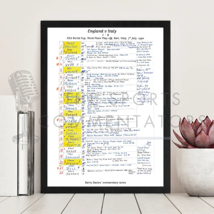 FOOTBALL England v Italy World Cup Third Place Play-off Stadio San Nicola Bari Italy. July 7 1990. Barry Davies Picture