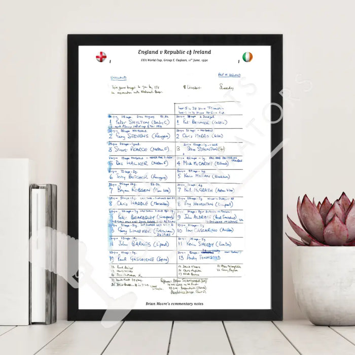 FOOTBALL England v Republic of Ireland World Cup Group F Cagliari Italy. 11 June 1990. Brian Moore. Picture Frames