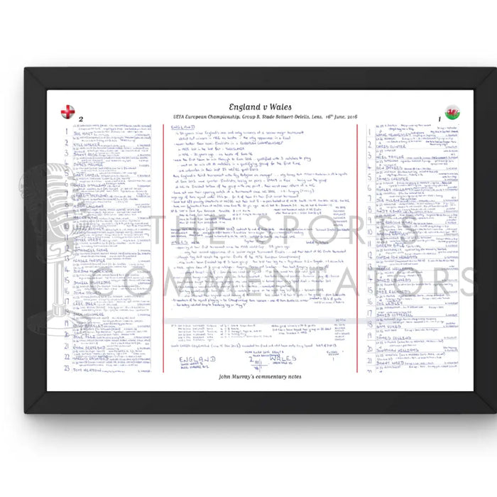 FOOTBALL England v Wales UEFA European Championship Stade Bollaert-Delelis Lens. June 16 2016. John Murray. A3 Framed