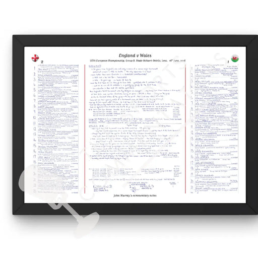 FOOTBALL England v Wales UEFA European Championship Stade Bollaert-Delelis Lens. June 16 2016. John Murray. A3 Framed