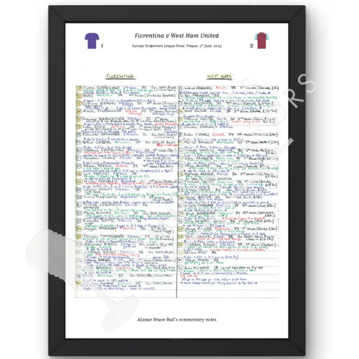 FOOTBALL Fiorentina v West Ham United Europa Conference League Final Prague. June 7 2023. Alistair Bruce-Ball A3 Framed