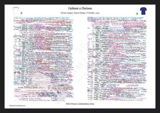 FOOTBALL Fulham v Chelsea Premier League Craven Cottage 2 October 2023. Peter Drury. Picture Frames