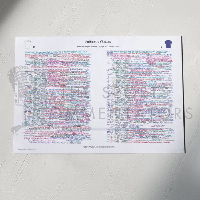 FOOTBALL Fulham v Chelsea Premier League Craven Cottage 2 October 2023. Peter Drury. Picture Frames