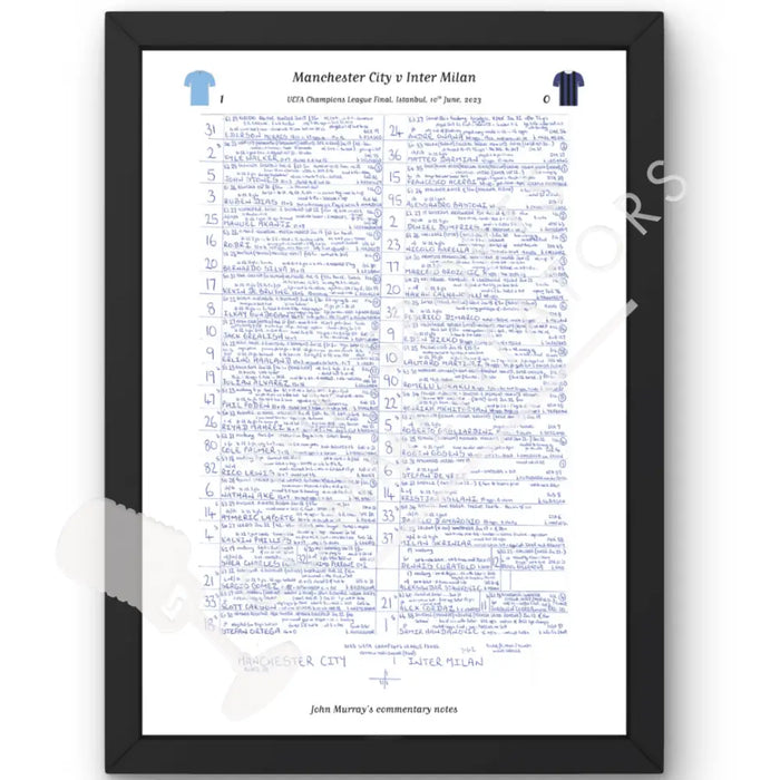 FOOTBALL Manchester City v Inter Milan UEFA Champions League Final Istanbul June 10 2023. John Murray. A3 Framed Print