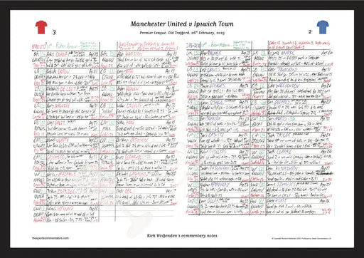 FOOTBALL Manchester United v Ipswich Town Premier League Old Trafford 26 February 2025. Rich Wolfenden. A3 Framed Print