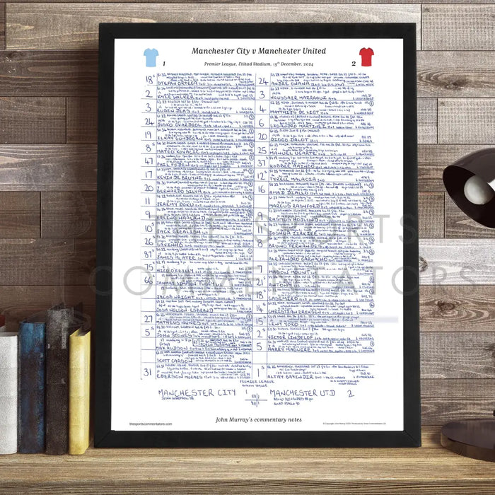 FOOTBALL Premier League Manchester City v Manchester United Etihad Stadium 15 December 2024. John Murray Picture Frames
