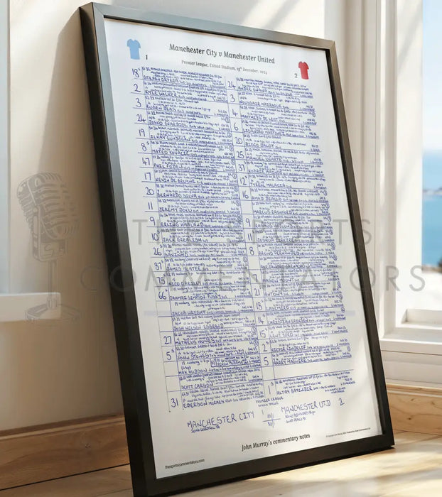 FOOTBALL Premier League Manchester City v Manchester United Etihad Stadium 15 December 2024. John Murray Picture Frames