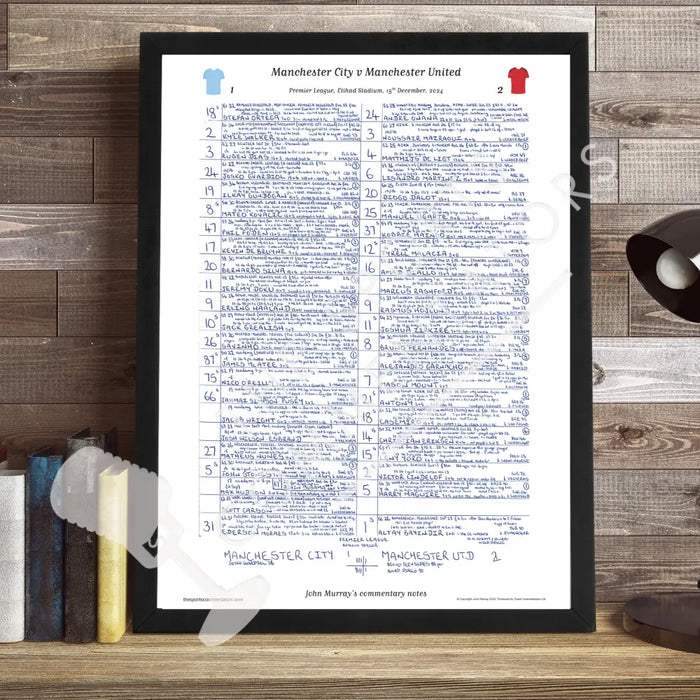 FOOTBALL Premier League Manchester City v Manchester United Etihad Stadium 15 December 2024. John Murray Picture Frames