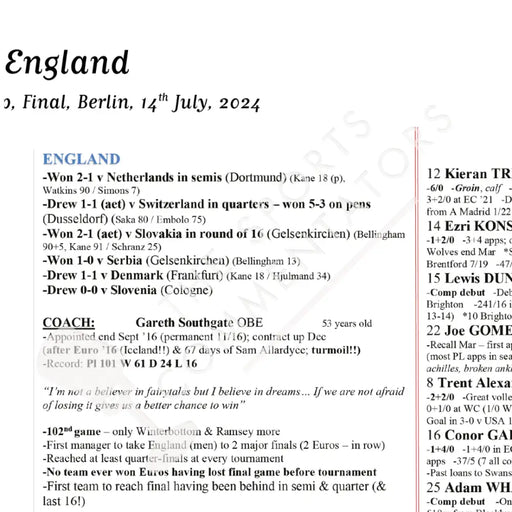 FOOTBALL Spain v England Euro 2024 Final Berlin. July 14 2024. Guy Mowbray. Picture Frames