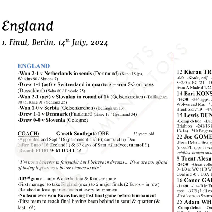 FOOTBALL Spain v England Euro 2024 Final Berlin. July 14 2024. Guy Mowbray. Picture Frames