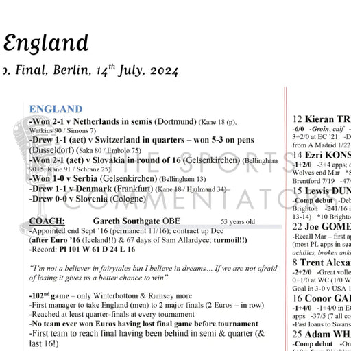 FOOTBALL Spain v England Euro 2024 Final Berlin. July 14 2024. Guy Mowbray. Picture Frames