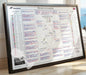 Framed print of David Croft's commentatory sheet celebrating 75 years of Formula One at Silverstone, with all previous winners, track map and all the details.