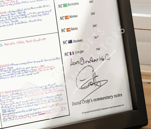 Formula 1 Australian Grand Prix Albert Park Grand Prix Circuit Melbourne. 16 March 2025. David Croft. Signed A2 (framed