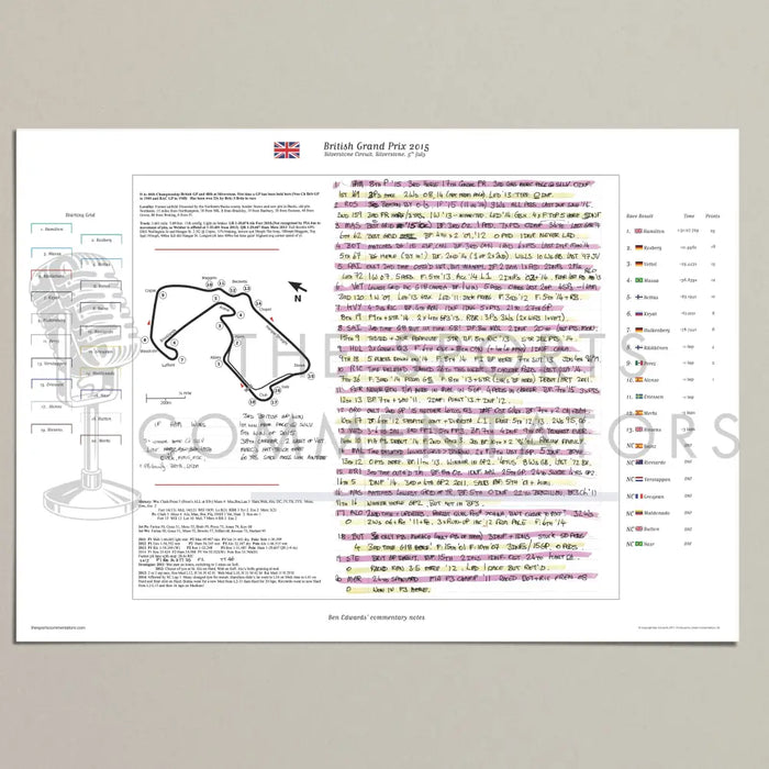 Formula 1 British Grand Prix Silverstone 5 July 2015. Ben Edwards A2 (print only) Picture Frames