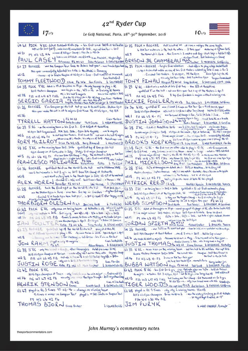 GOLF 42nd Ryder Cup Le Golf National Paris September 2018. John Murray. A3 Framed Print Picture Frames