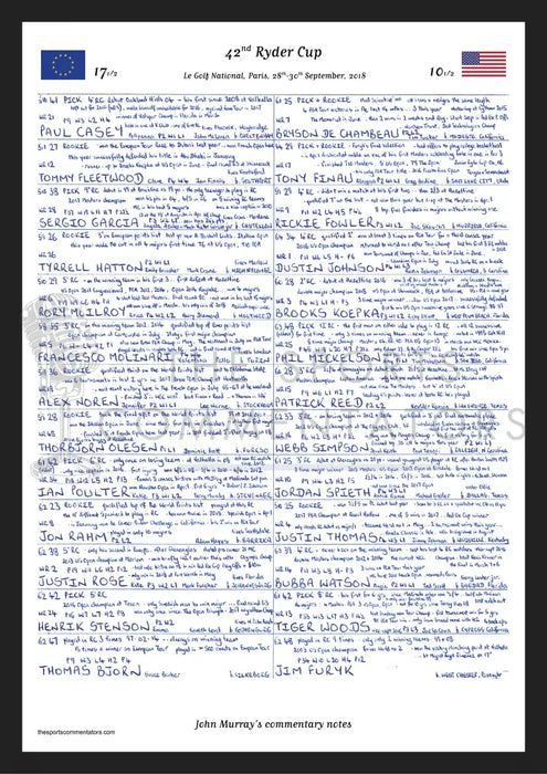 GOLF 42nd Ryder Cup Le Golf National Paris September 2018. John Murray. A3 Framed Print Picture Frames