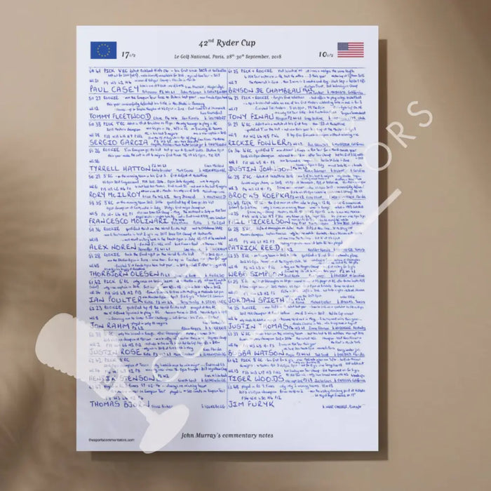 GOLF 42nd Ryder Cup Le Golf National Paris September 2018. John Murray. A3 Print Picture Frames