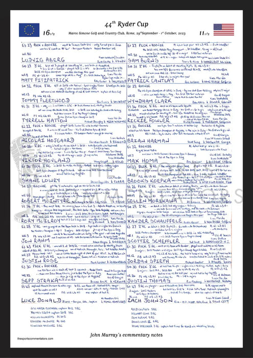 GOLF 44th Ryder Cup Marco Simone Golf and Country Club Rome September 2023. John Murray A3 Framed Print Picture Frames