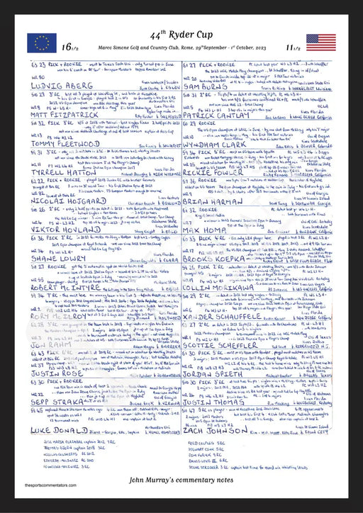 GOLF 44th Ryder Cup Marco Simone Golf and Country Club Rome September 2023. John Murray A3 Framed Print Picture Frames