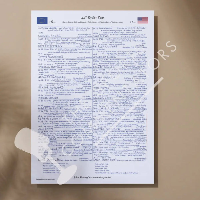 GOLF 44th Ryder Cup Marco Simone Golf and Country Club Rome September 2023. John Murray A3 Print Picture Frames