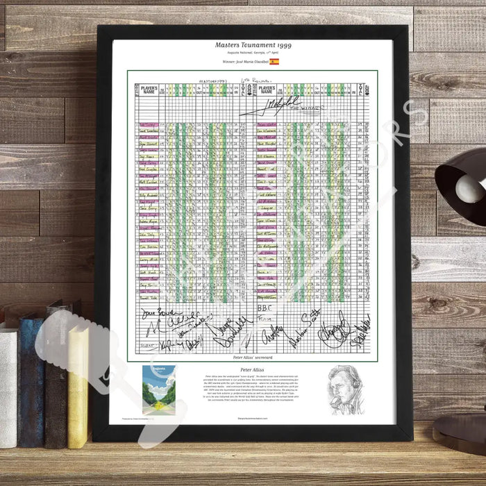 GOLF Jose Maria Olazabal wins the Masters Tournament Augusta National Georgia 11th April 1999. Peter Alliss. Picture