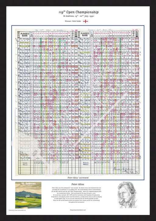 GOLF Nick Faldo wins The Open Championship St Andrews 19-22 July 1990. Peter Alliss A2 Framed Print Picture Frames