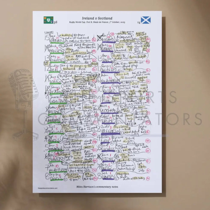 Ireland v Scotland Rugby World Cup Stade de France 7 October 2023. Miles Harrison A3 Print only Picture Frames