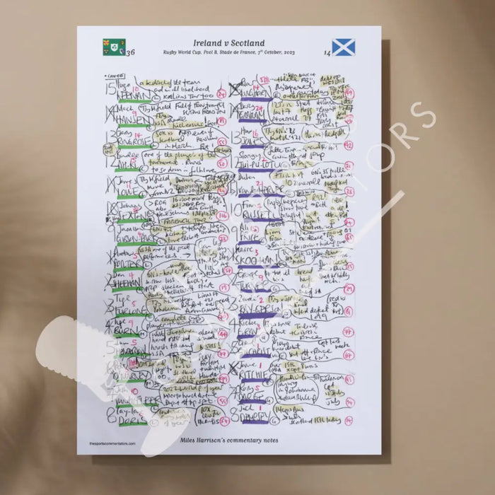 Ireland v Scotland Rugby World Cup Stade de France 7 October 2023. Miles Harrison A3 Print only Picture Frames