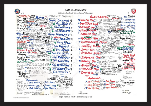 RUGBY UNION Bath v Gloucester Pilkington Cup Final Twickenham London. May 5 1990. Nigel Starmer-Smith. A3 Framed Print