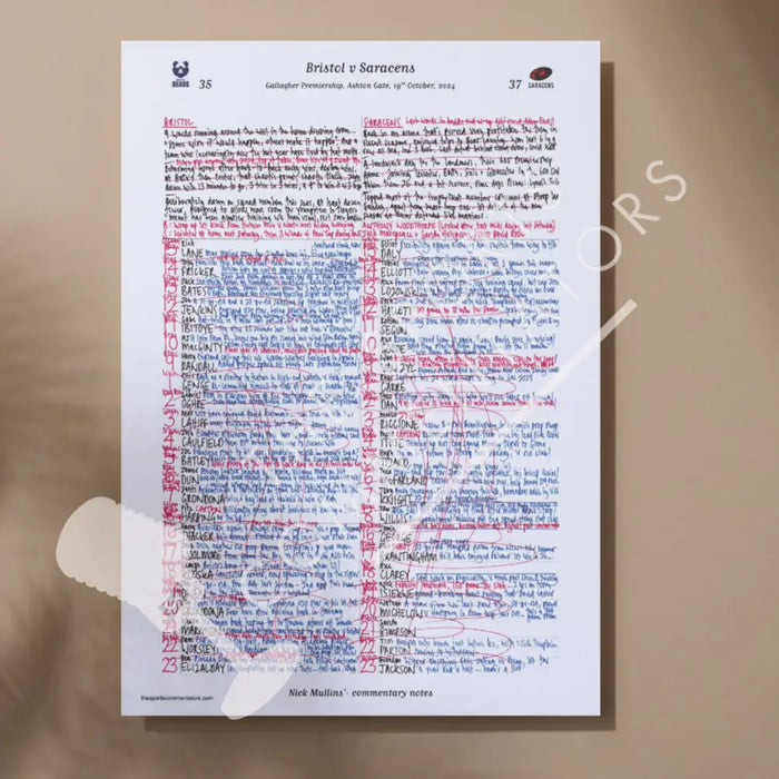 RUGBY UNION Bristol v Saracens Premiership Ashton Gate 19 Oct 2024. Nick Mullins A3 Print Only Picture Frames