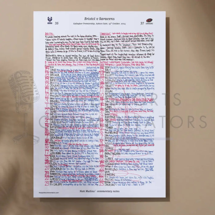 RUGBY UNION Bristol v Saracens Premiership Ashton Gate 19 Oct 2024. Nick Mullins A3 Print Only Picture Frames