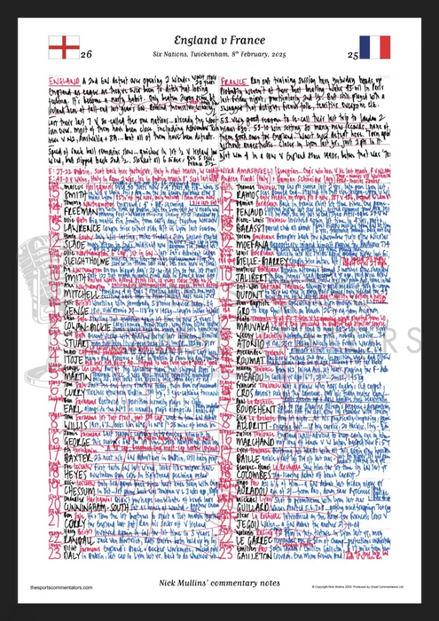 RUGBY UNION England v France Six Nations Twickenham 8 February 2025. Nick Mullins A3 Framed Print Picture Frames