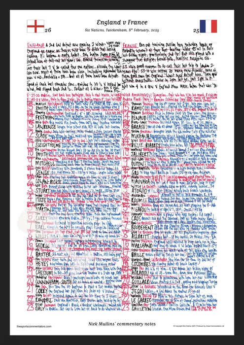 RUGBY UNION England v France Six Nations Twickenham 8 February 2025. Nick Mullins A3 Framed Print Picture Frames