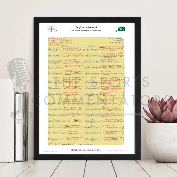 RUGBY UNION England v Ireland Five Nations Twickenham 16 March 1996. Miles Harrison. Picture Frames