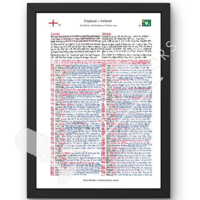 RUGBY UNION England v Ireland Six Nations Twickenham London. March 9 2024. Nick Mullins. Framed print