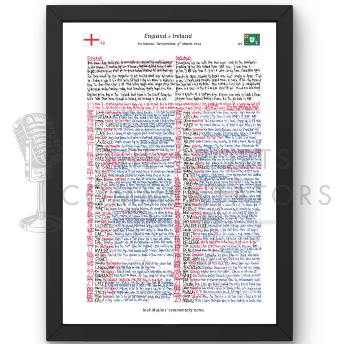 RUGBY UNION England v Ireland Six Nations Twickenham London. March 9 2024. Nick Mullins. Framed print