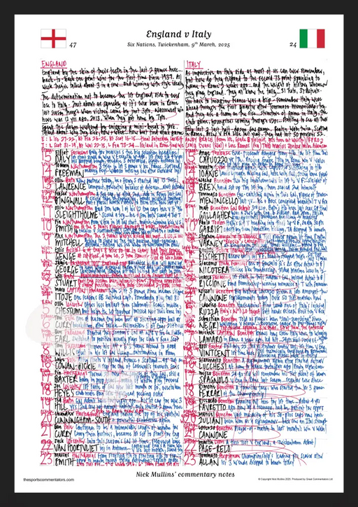 RUGBY UNION England v Italy Six Nations Twickenham London. March 9 2025. Nick Mullins. A3 Framed Print