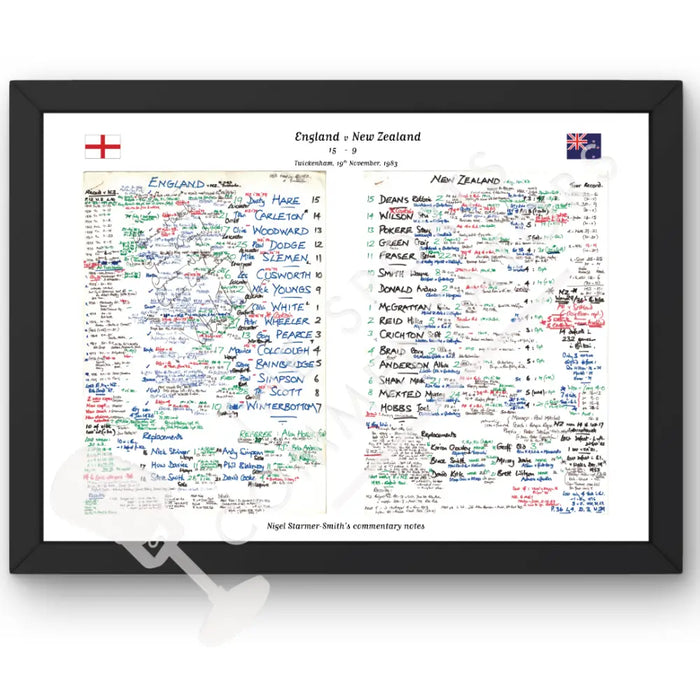 RUGBY UNION England v New Zealand Twickenham London. November 19 1983. Nigel Starmer-Smith. A3 Framed Print Picture
