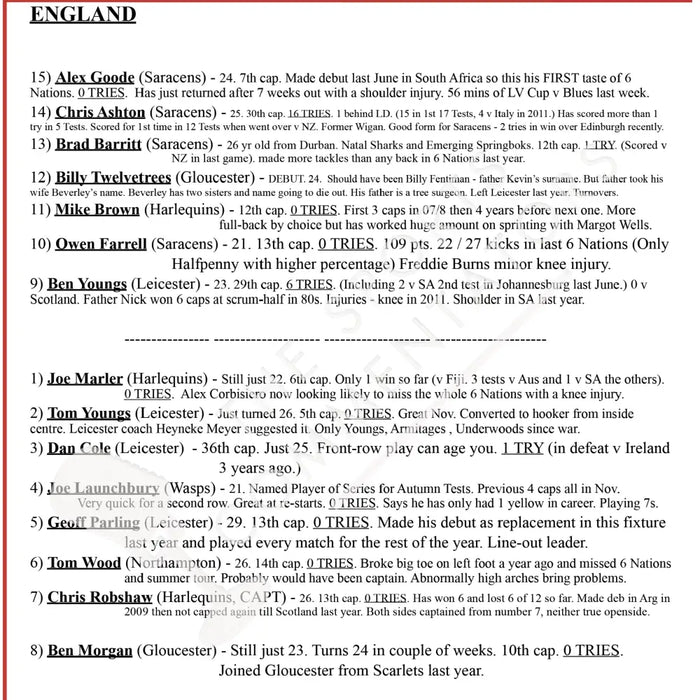 RUGBY UNION England v Scotland Six Nations Twickenham London. February 2 2013. Andrew Cotter.