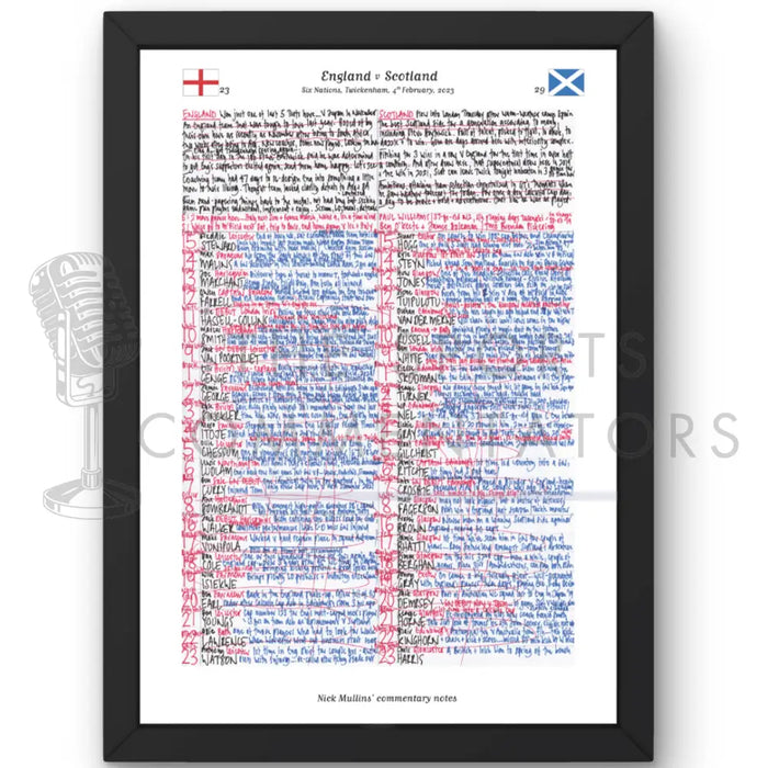 RUGBY UNION England v Scotland Six Nations Twickenham London. February 4 2023. Nick Mullins. A3 Framed Print