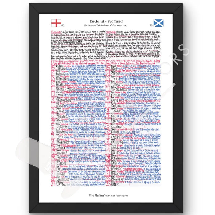 RUGBY UNION England v Scotland Six Nations Twickenham London. February 4 2023. Nick Mullins. A3 Framed Print