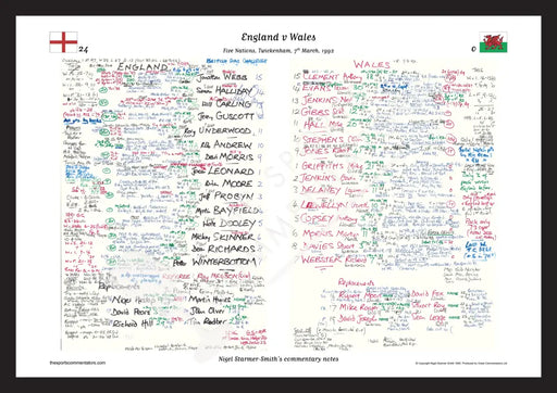 RUGBY UNION England v Wales Five Nations Twickenham London. March 7 1992. Nigel Starmer-Smith. A3 Framed Print