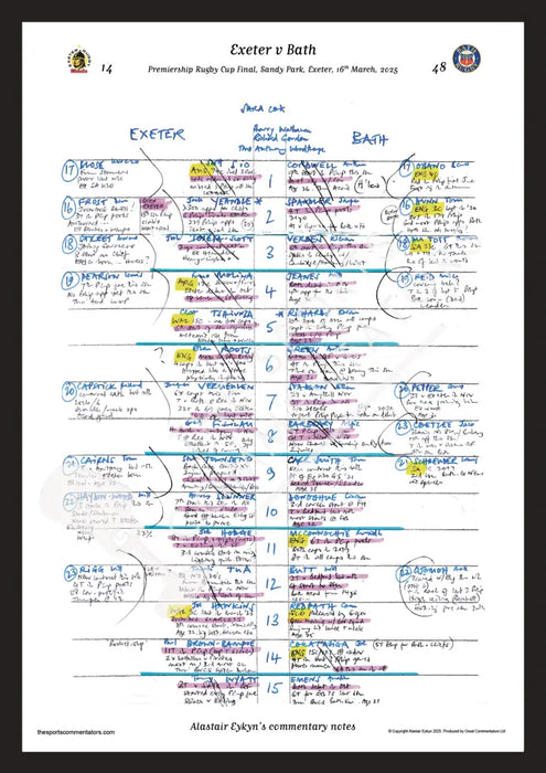RUGBY UNION Exeter v Bath Premiership Rugby Cup Final Sandy Park Exeter 16 March 2025. Alastair Eykyn. A3 Framed Print