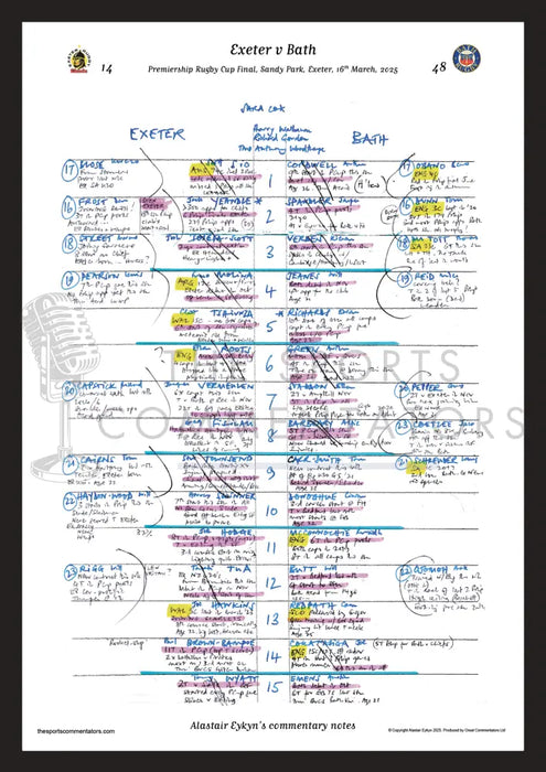 RUGBY UNION Exeter v Bath Premiership Rugby Cup Final Sandy Park Exeter 16 March 2025. Alastair Eykyn. A3 Framed Print